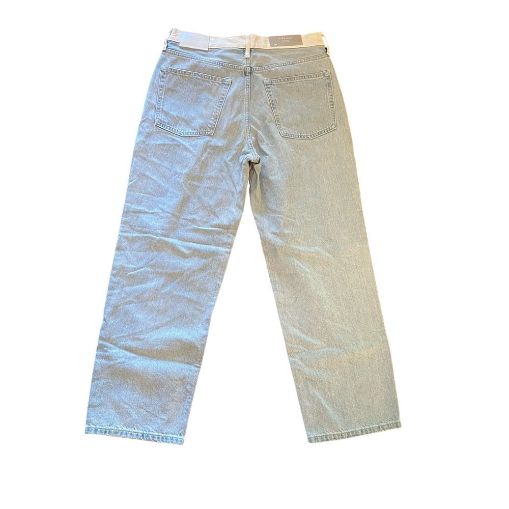 Everlane NWT The Way High Jean 29 Two Tone Split White Blue Straight Leg Rigid - Picture 8 of 13
